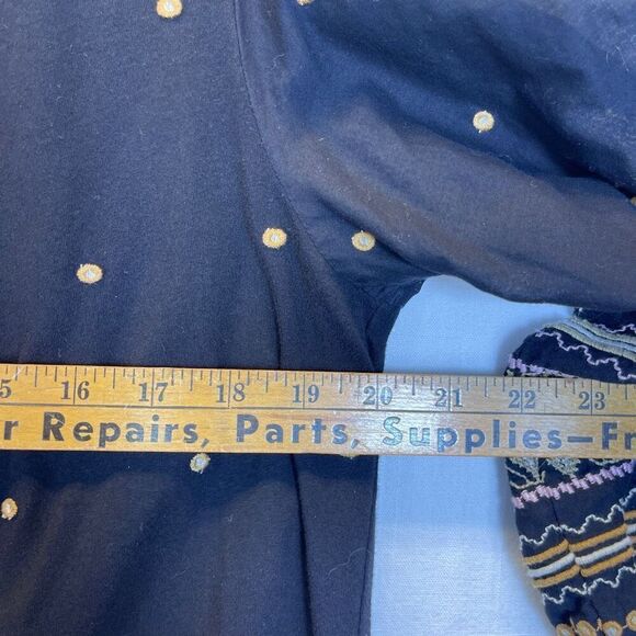 Anthropologie Pilcrow Black Gold Embroidered Calanthe Puff Sleeve Blouse Medium - Picture 10 of 10